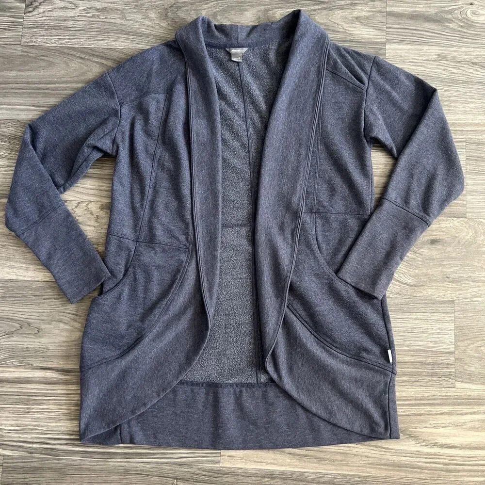 Eddie Bauer Fleece Camp Long Sleeve Cardigan Sweater Blue Size Small